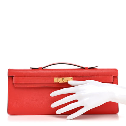 Hermes Epsom Kelly Cut Clutch Pochette Rose Jaipur 2 of 11