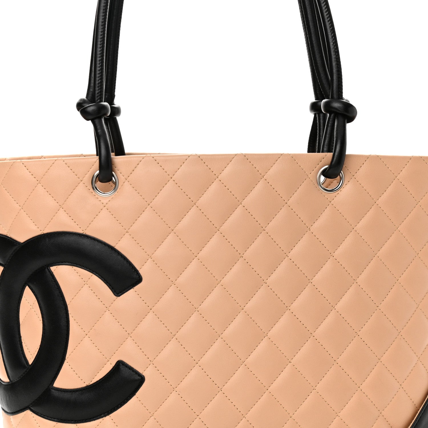 Chanel Calfskin Quilted Large Cambon Tote Beige Black 7 of 11