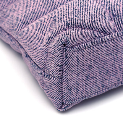 Saint Laurent Denim Quilted Loulou Puffer Monogram Pouch Clutch Bleached Lilac 8 of 9