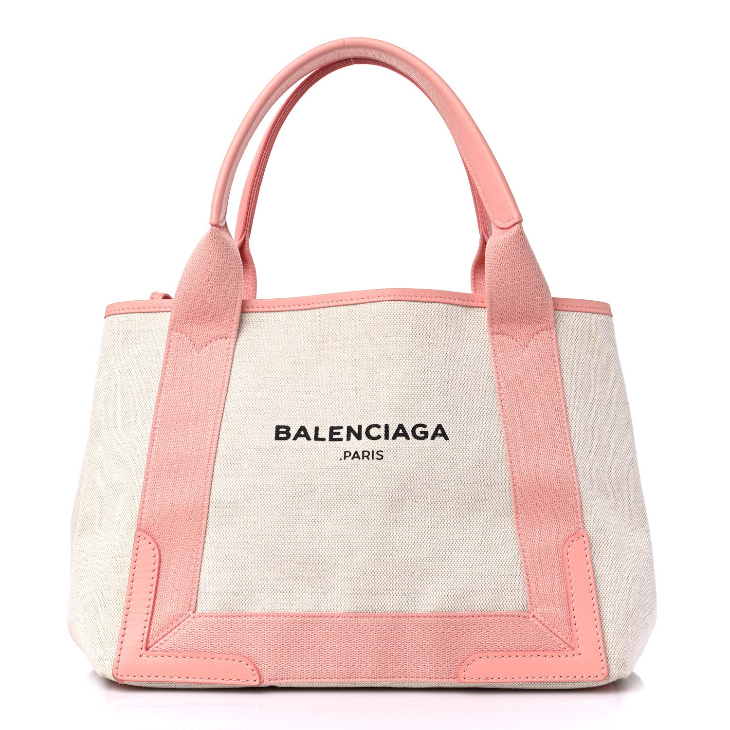 Balenciaga Cotton Canvas Satin Calfskin S Navy Cabas Natural Rose Ballerine 3 of 14