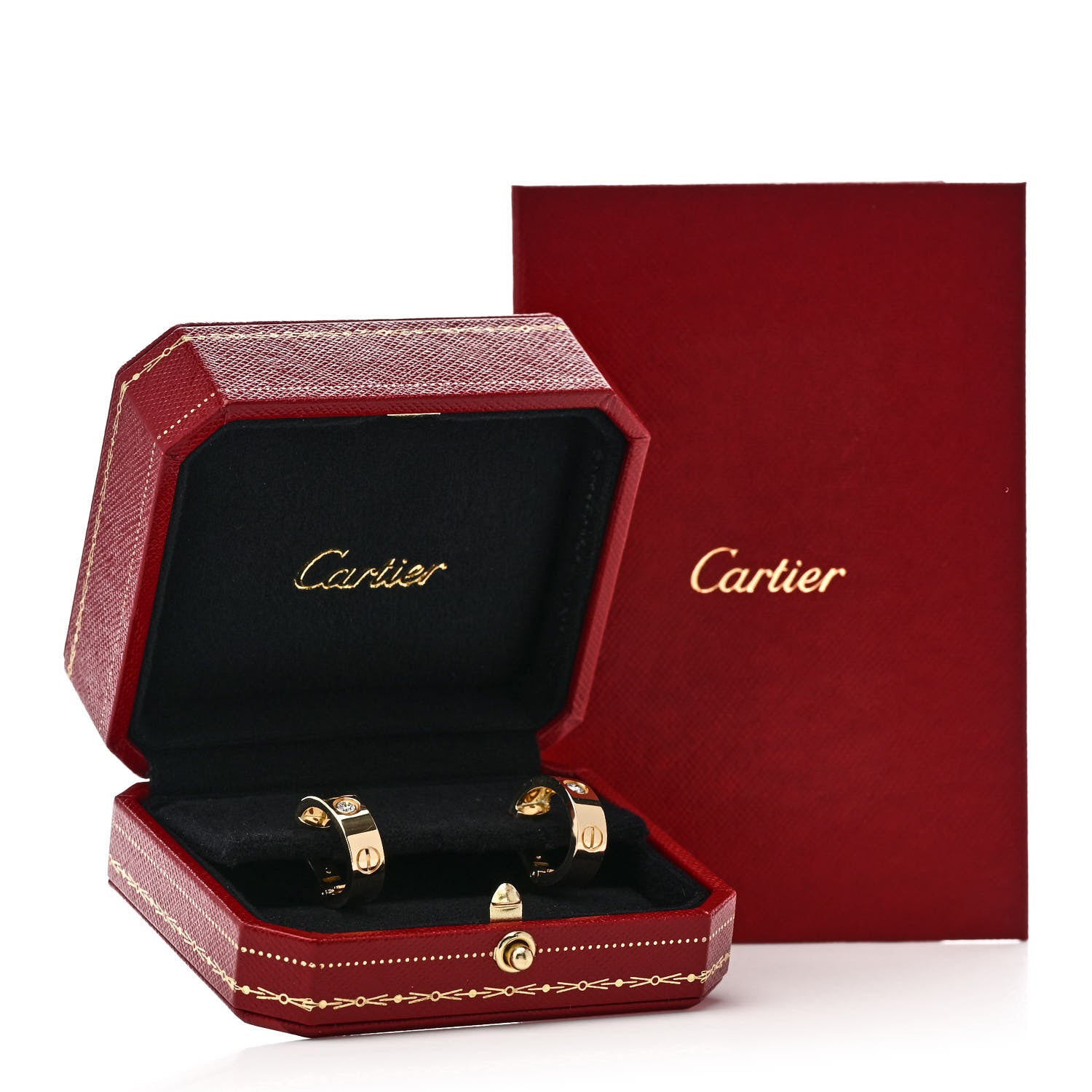 Cartier 18K Yellow Gold 2 Diamond 5.5mm LOVE Hoop Earrings 5 of 5