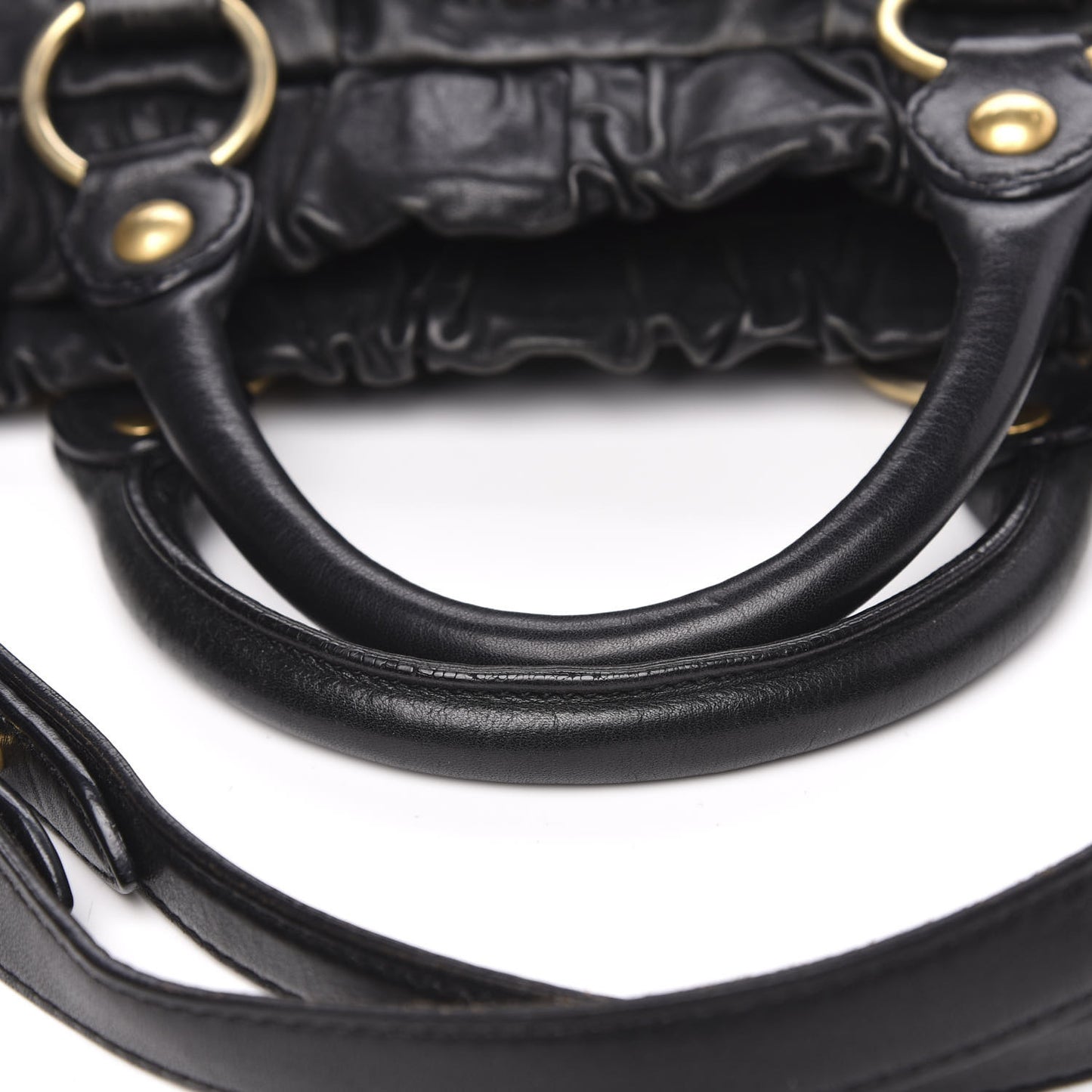 Vitello Lux Gathered Tote Black
