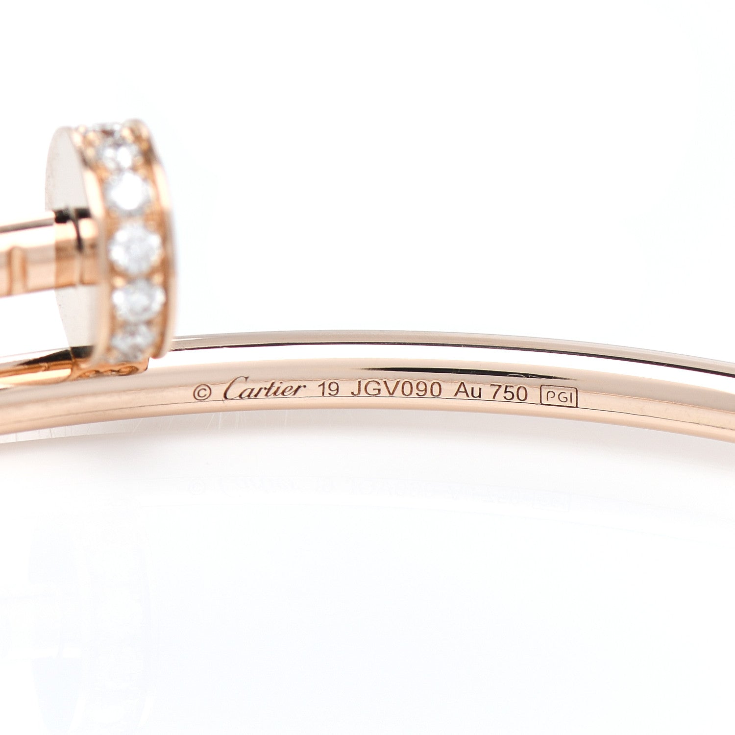 Cartier 18K Pink Gold Diamond Small Juste Un Clou Bracelet 19 3 of 4