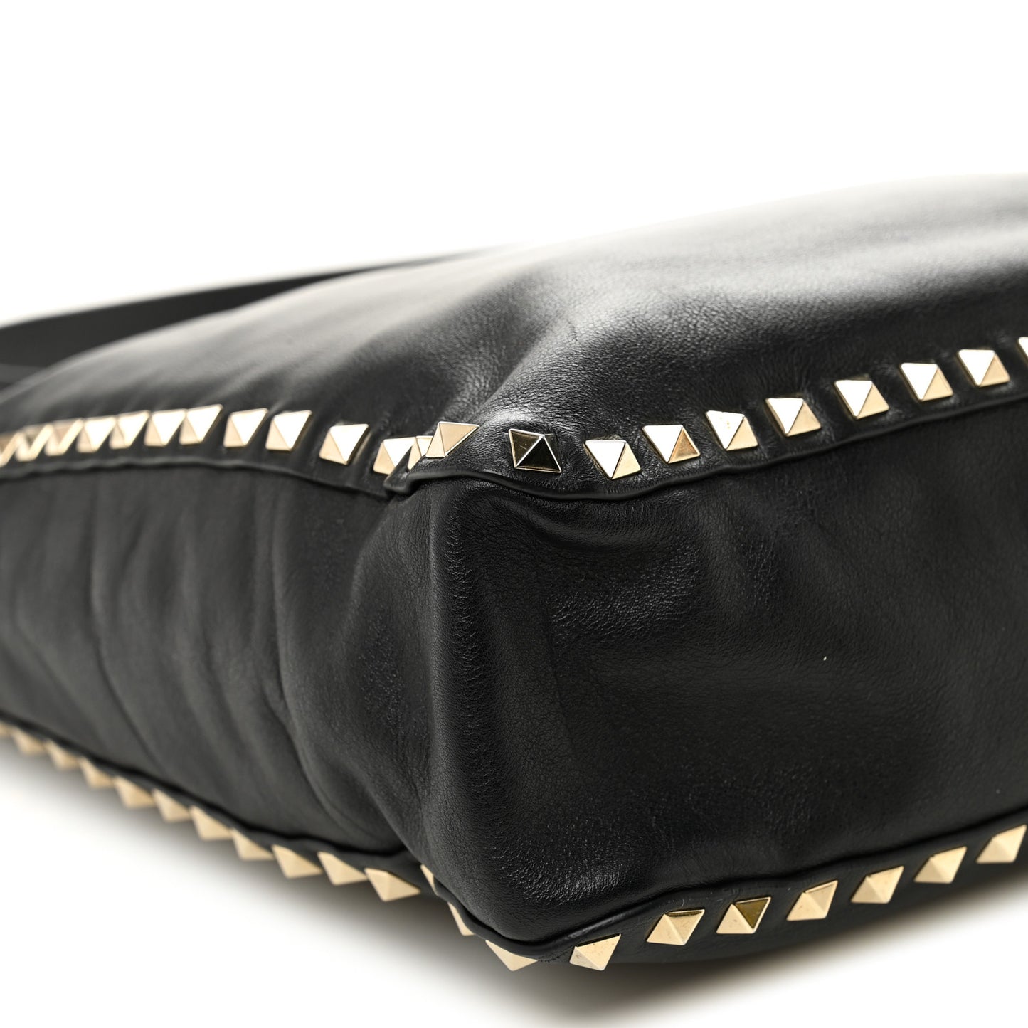 Vitello Calfskin Small Rockstud Flip-Lock Messenger Bag Black