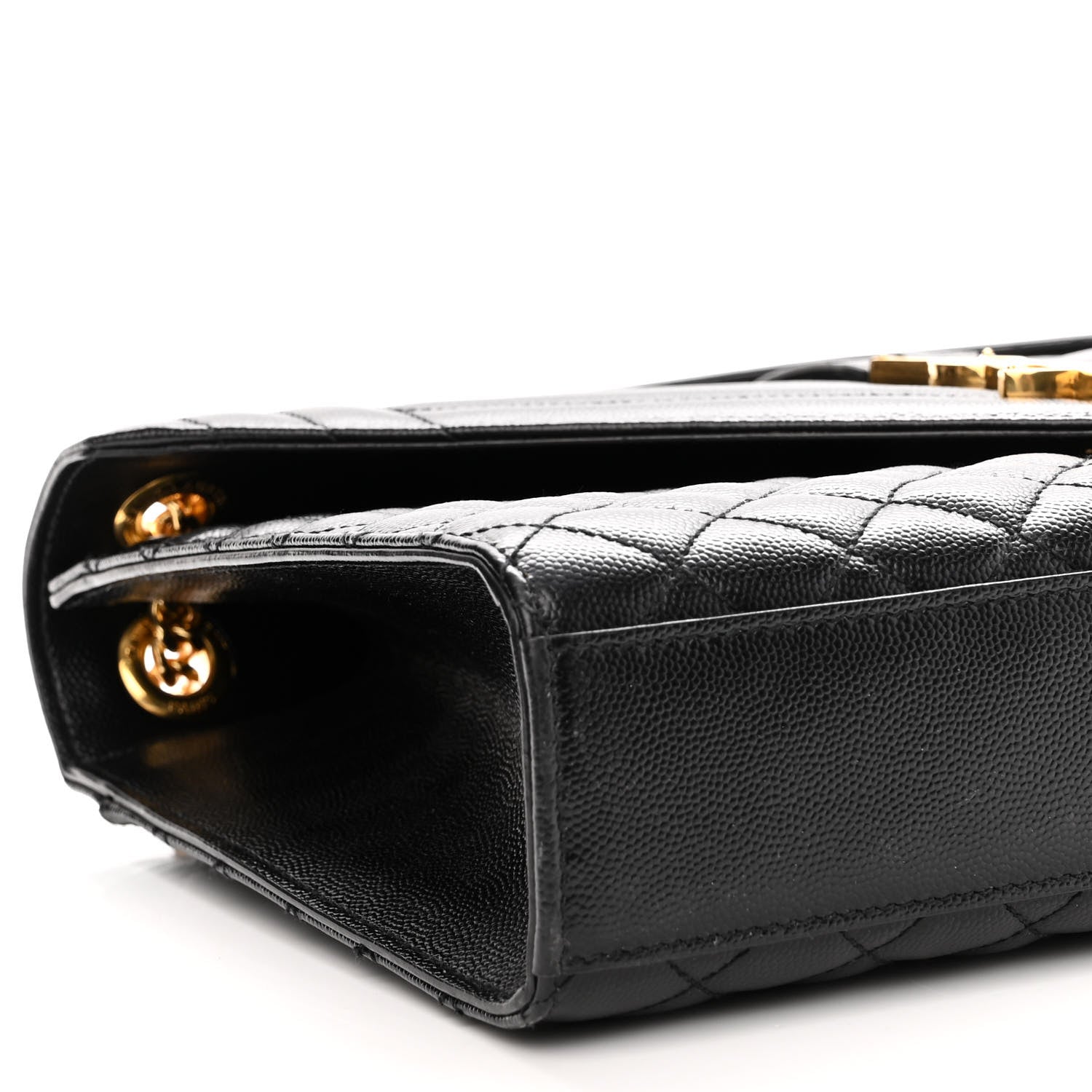Saint Laurent Grain De Poudre Textured Mixed Matelasse Large Triquilt Monogram Satchel Black 8 of 9