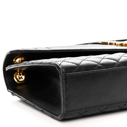 Saint Laurent Grain De Poudre Textured Mixed Matelasse Large Triquilt Monogram Satchel Black 8 of 9