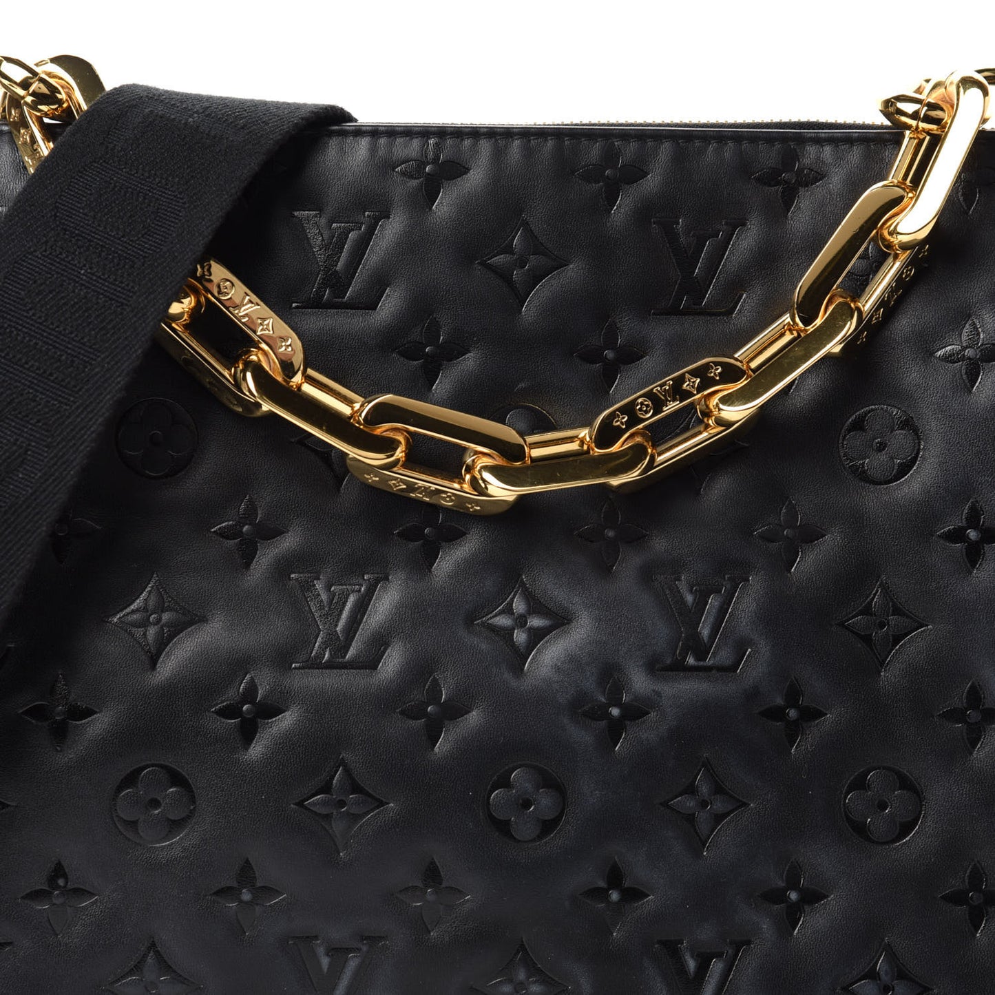 Lambskin Embossed Monogram Coussin MM Black