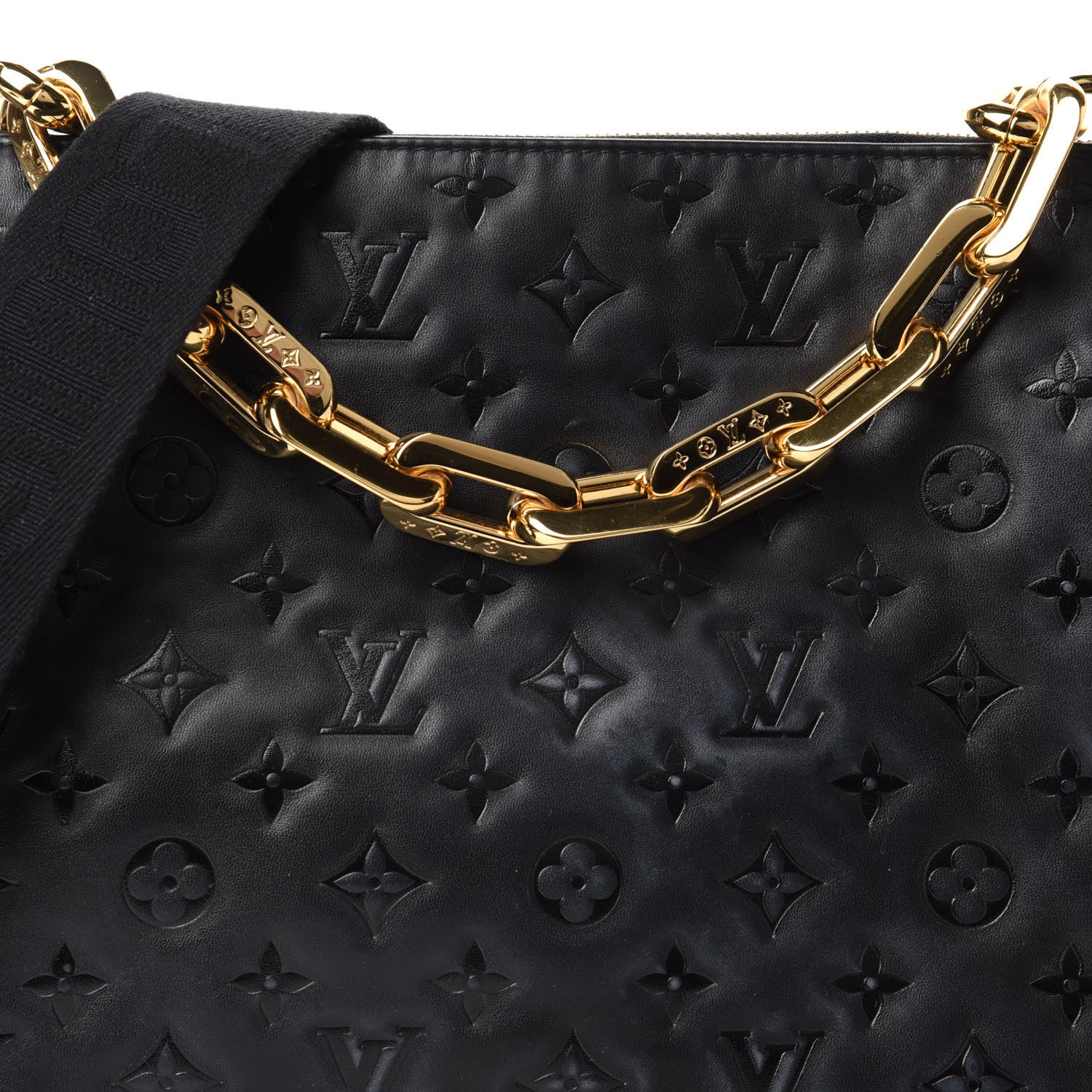 Louis Vuitton Lambskin Embossed Monogram Coussin MM Black 10 of 10