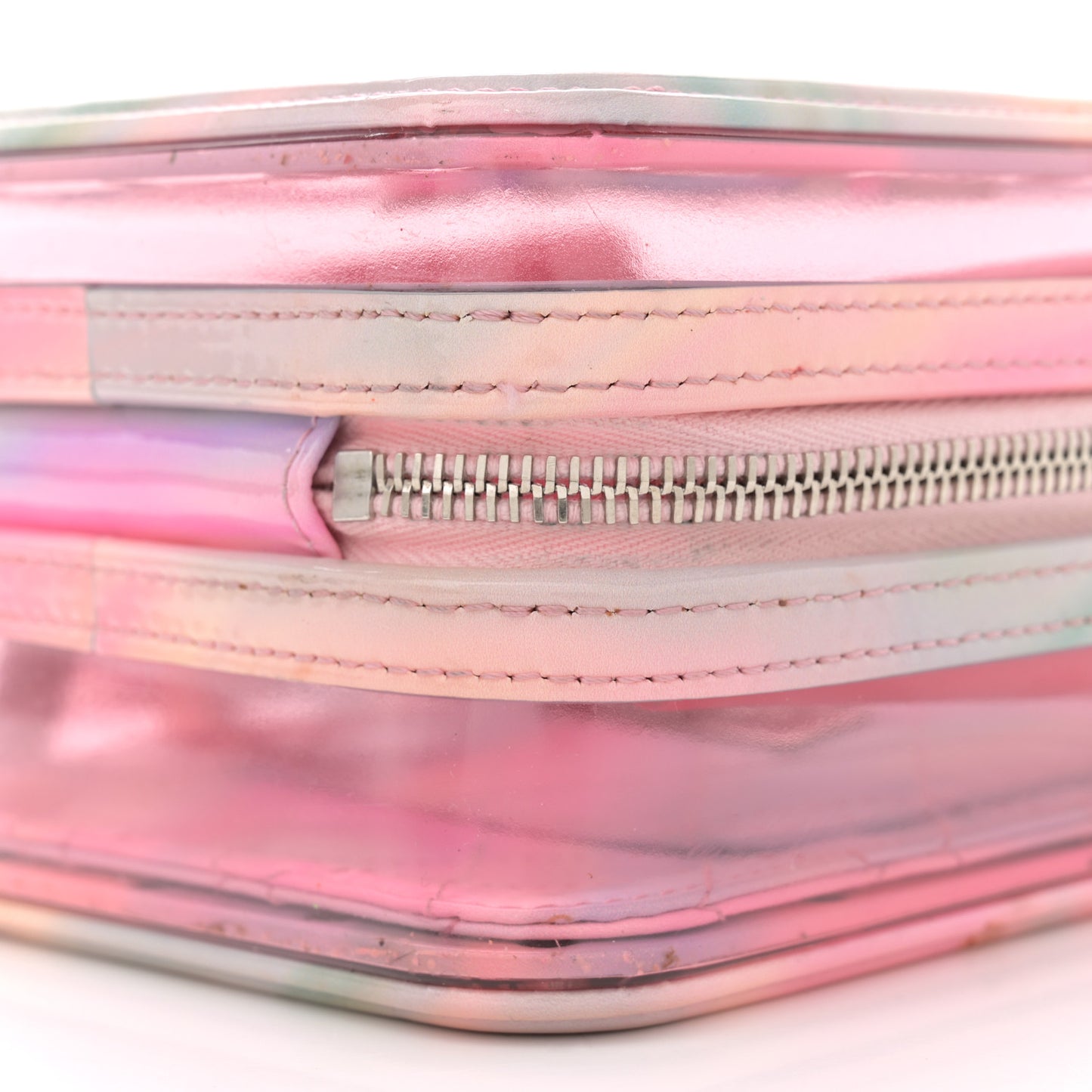 PVC Patent Calfskin Patent Lambskin Vertical Vanity Case Pink