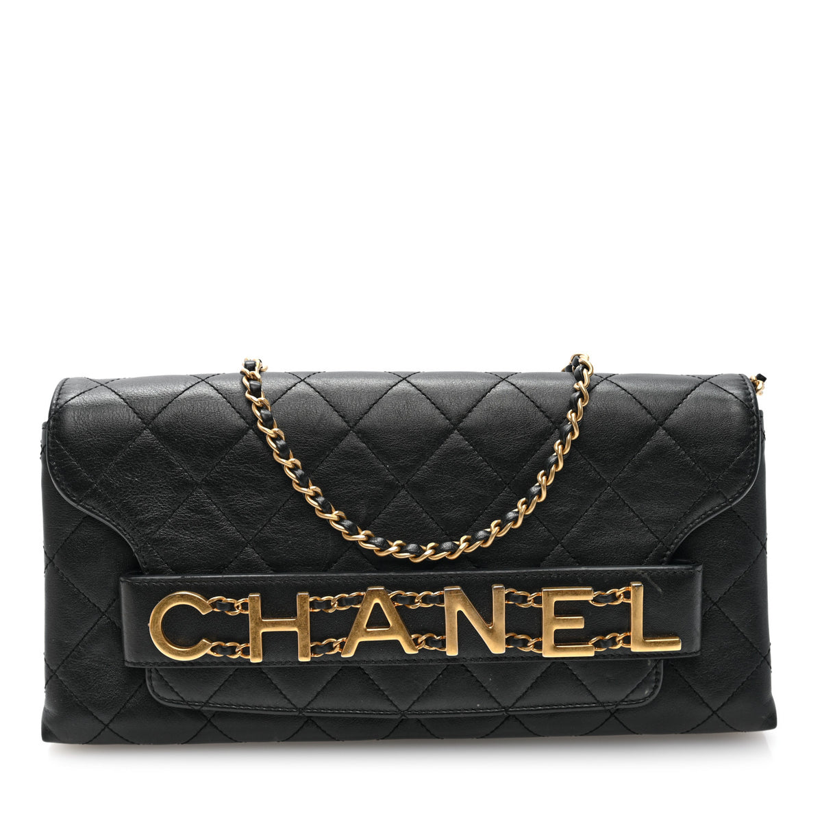 Chanel Calfskin Quilted Enchained Clutch Black 1 of 10