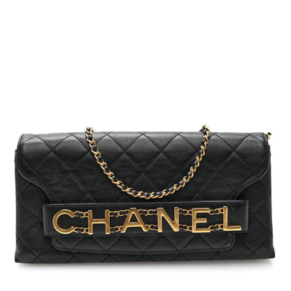 Chanel Calfskin Quilted Enchained Clutch Black 1 of 10