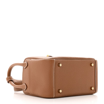 Hermes Taurillon Clemence Mini Lindy 20 Gold 4 of 11