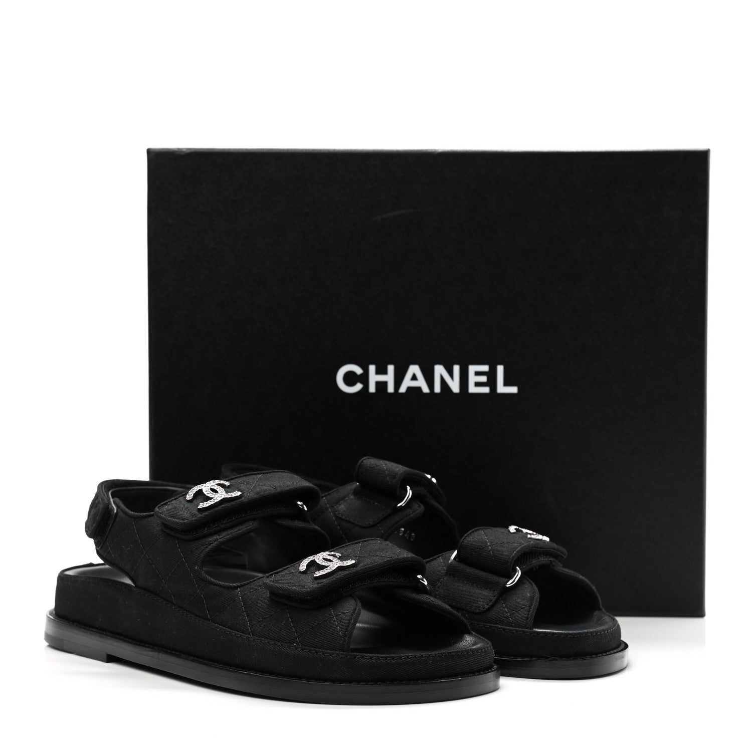 Chanel Mixed Fibers Velcro Dad Sandals 35.5 Black 9 of 9