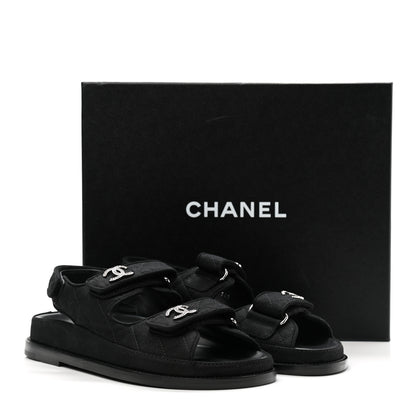 Chanel Mixed Fibers Velcro Dad Sandals 35.5 Black 9 of 9