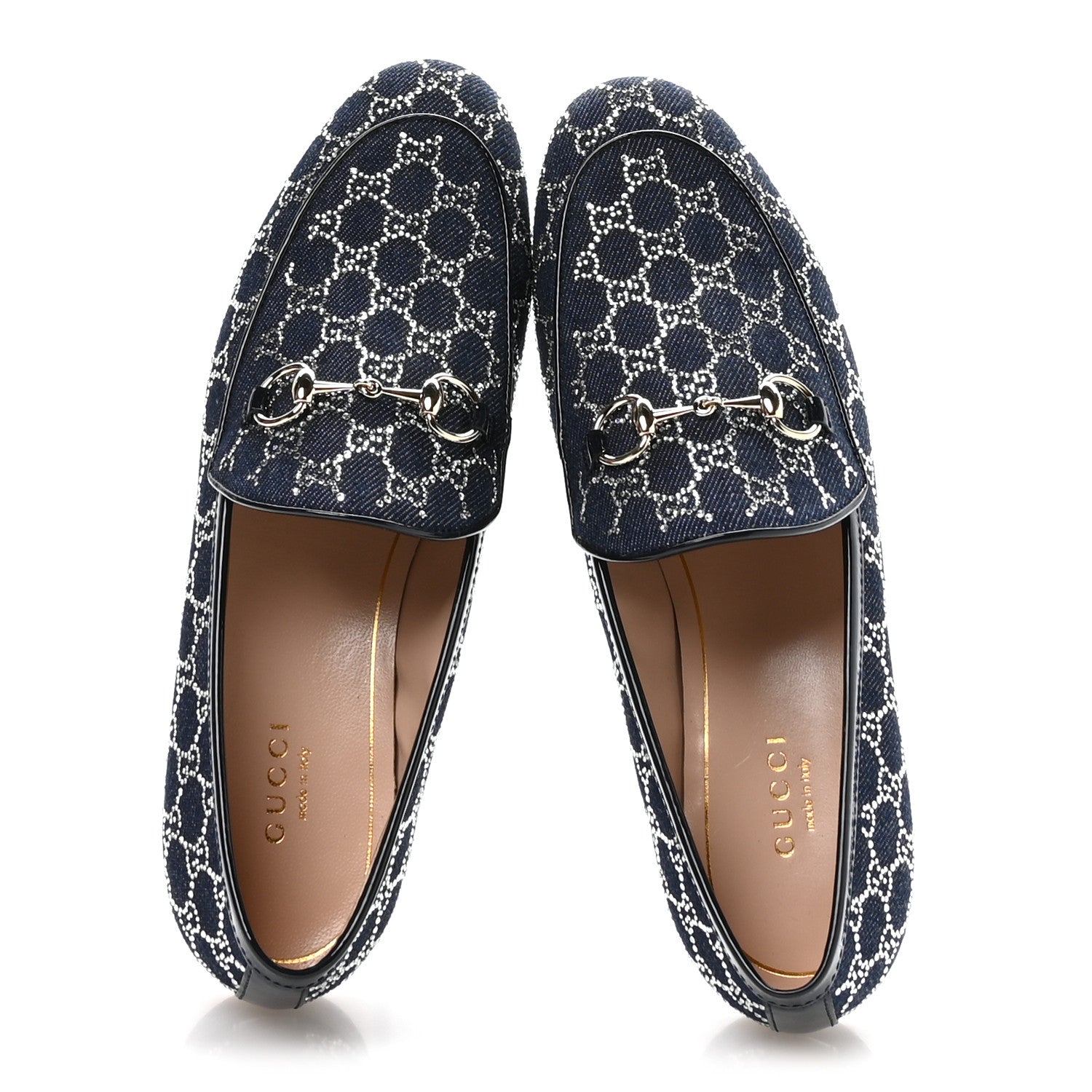 Gucci Denim Crystal GG Monogram Horsebit Womens Jordaan Loafers 37 Deep Blue Blue Milad 2 of 9