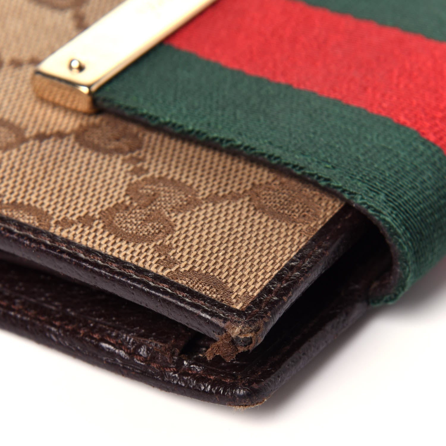 Gucci Monogram Web Ladies Web French Wallet Brown 13 of 13