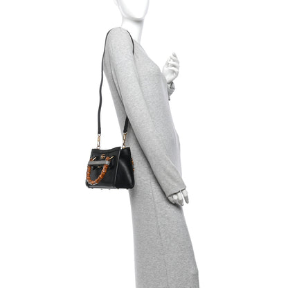 Gucci Textured Dollar Calfskin Web Mini Diana Tote Bag Black Dusty Grey 2 of 10