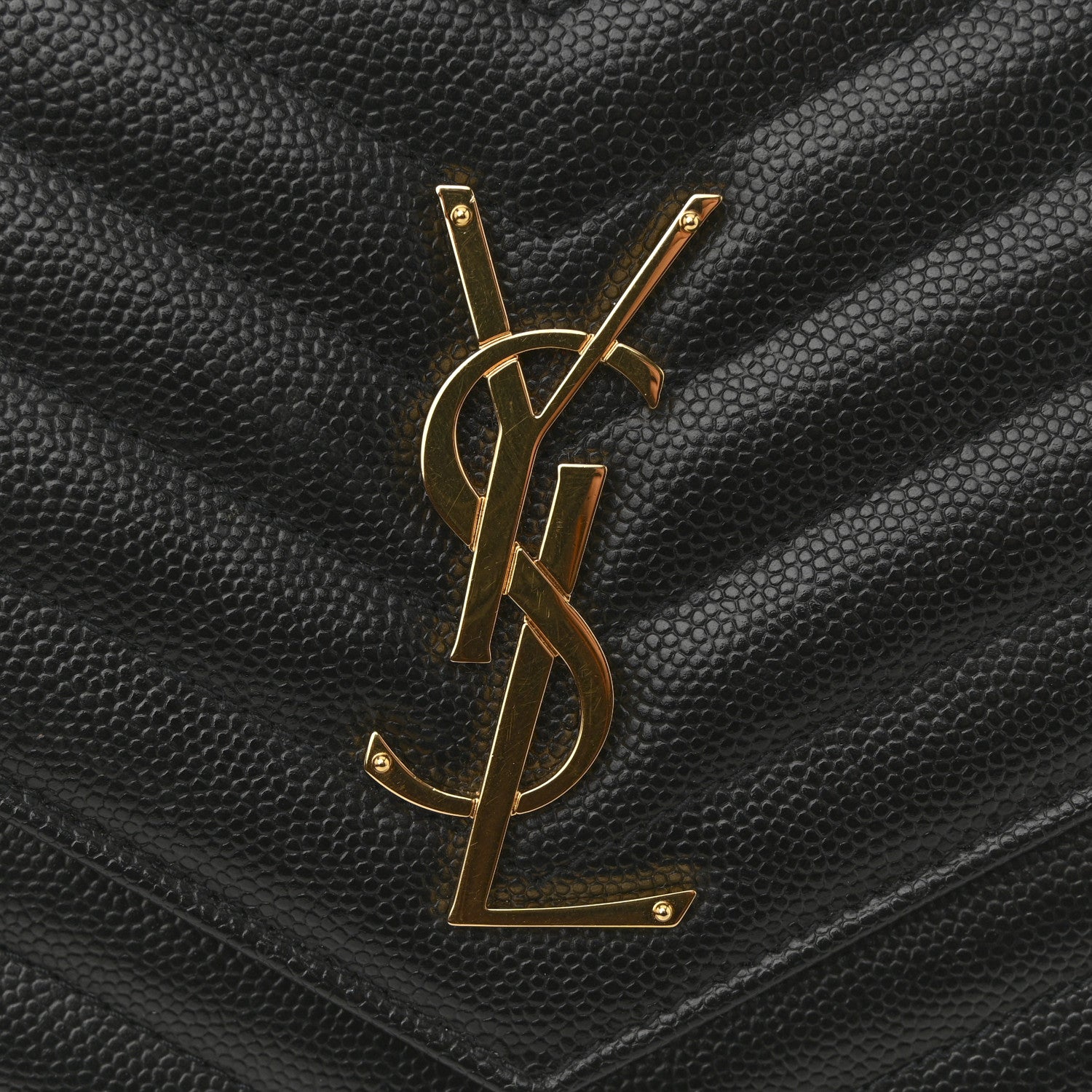 Saint Laurent Grain De Poudre Matelasse Chevron Monogram Chain Wallet Black 10 of 13