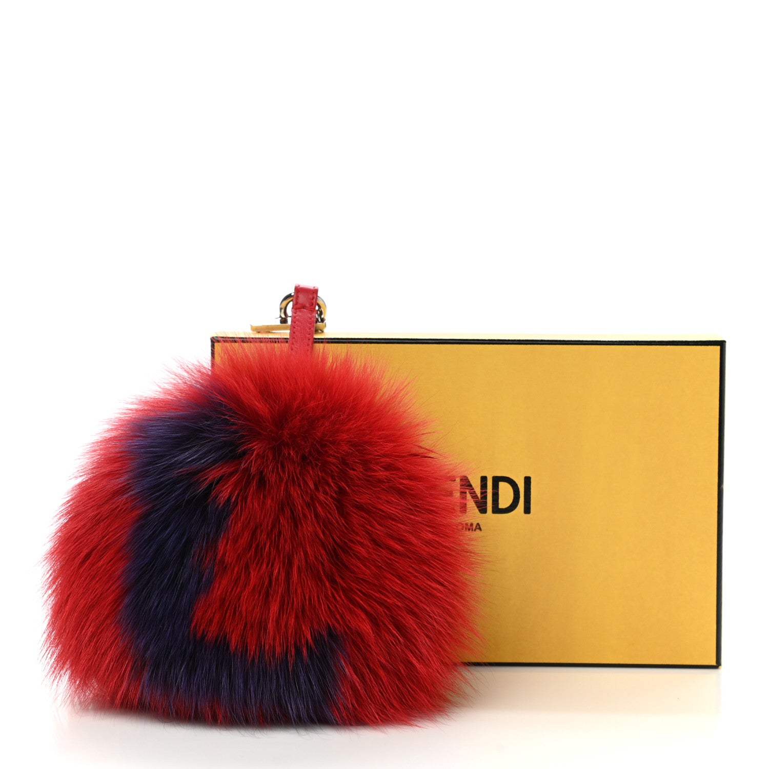 Fendi Fox Fur L ABCharm Pom Pom Bag Charm Red Blue 4 of 4