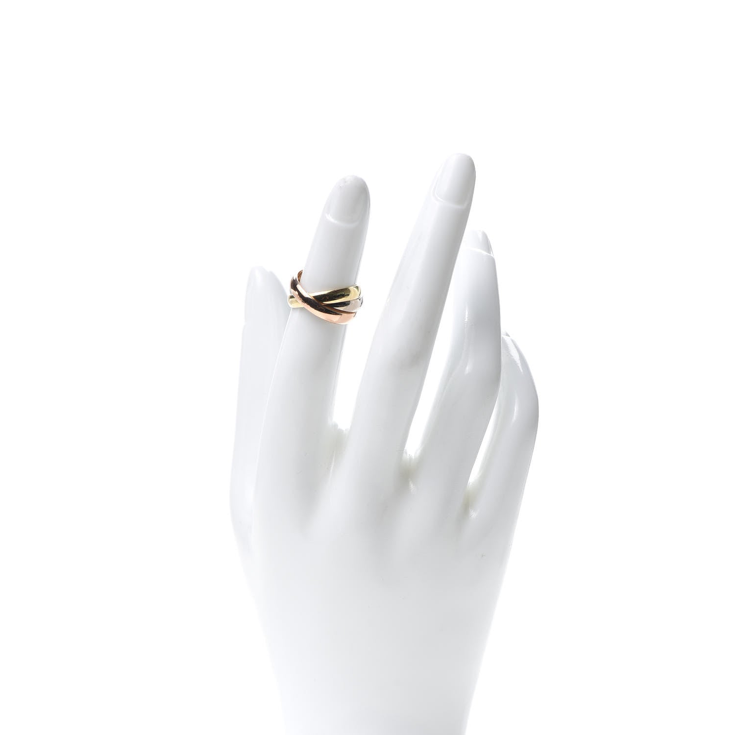Cartier 18K Pink Yellow White Gold Trinity Ring 48 4.5 2 of 4