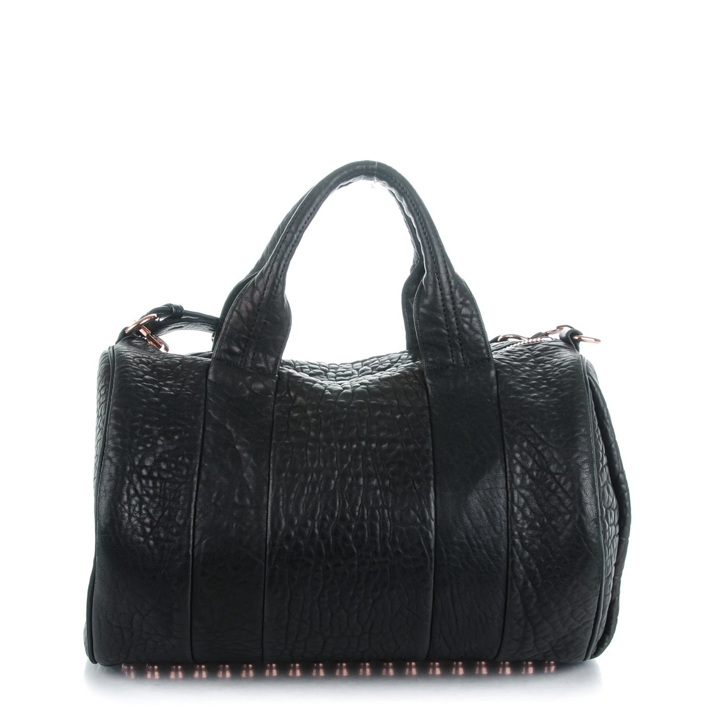 Pebbled Lambskin Rocco Black Rose Gold Hardware