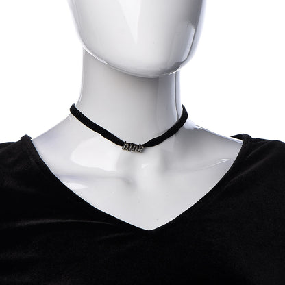 Christian Dior Velvet Crystal DIOR Choker Necklace Black 2 of 4