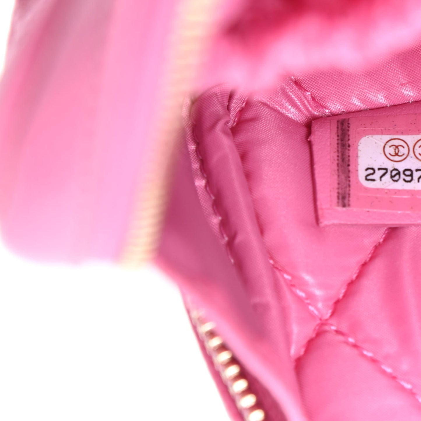 Caviar Quilted Small Curvy Pouch Cosmetic Case Pink