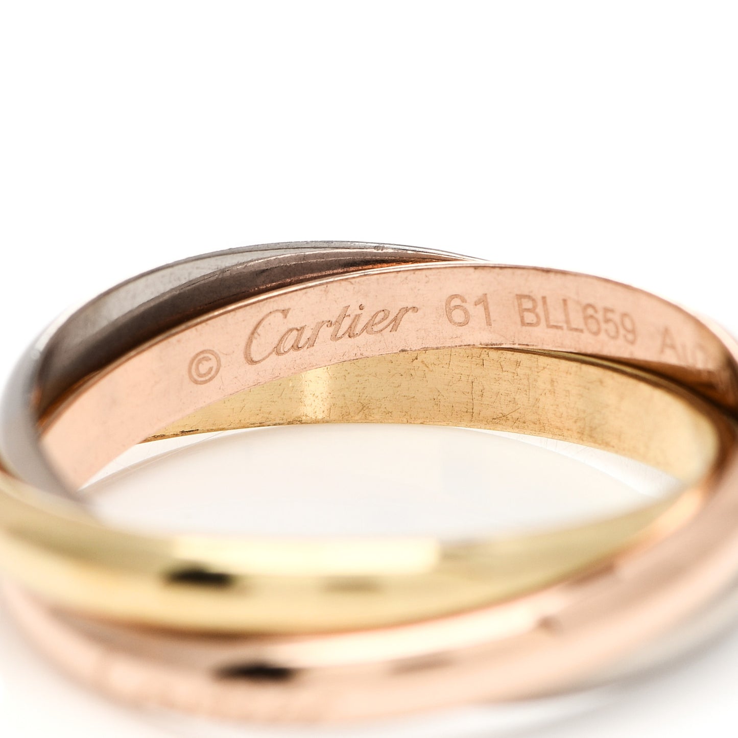 18K Pink Yellow White Gold Small Trinity Ring 61 9.5