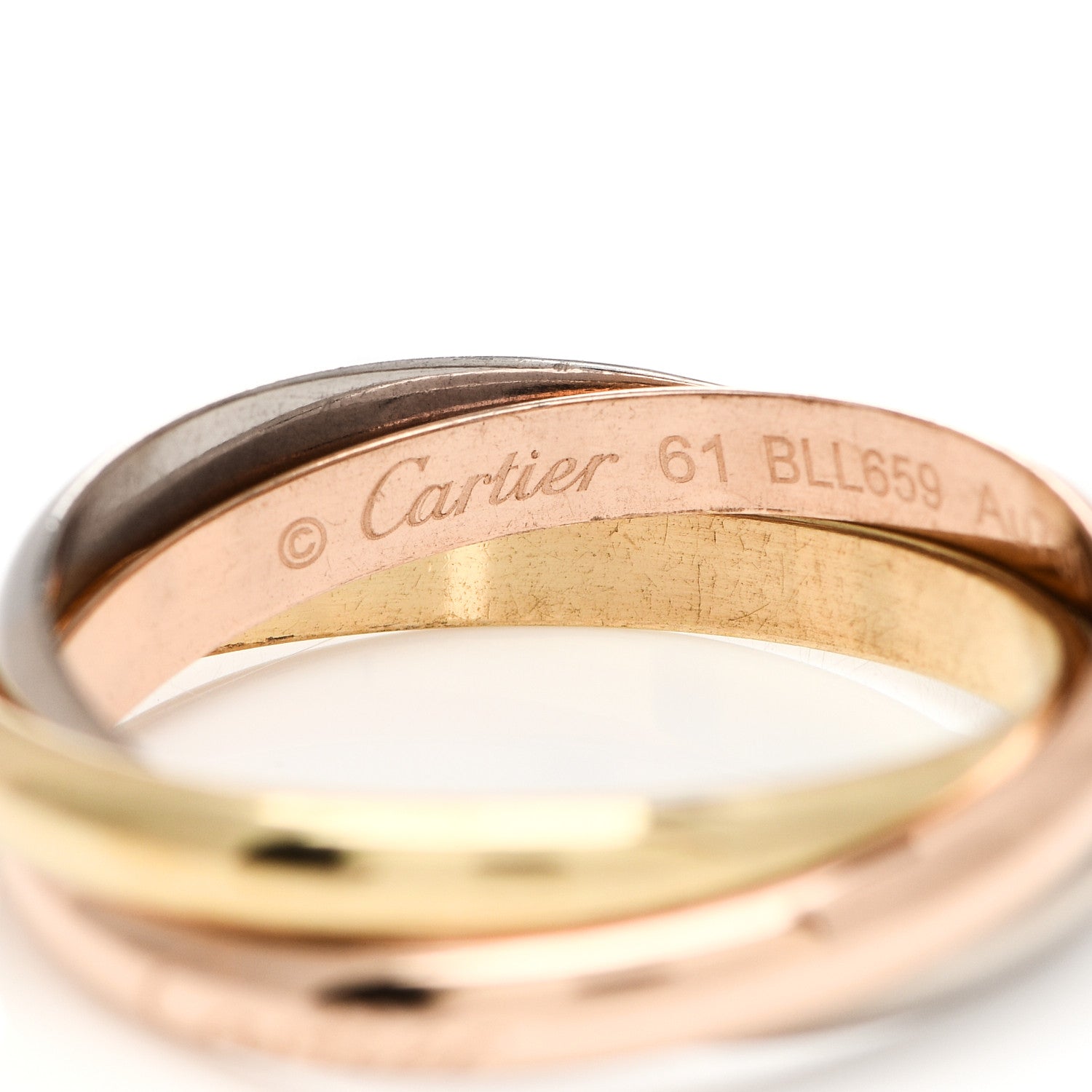 Cartier 18K Pink Yellow White Gold Small Trinity Ring 61 9.5 4 of 7