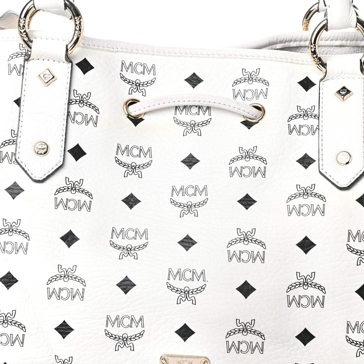 MCM Visetos Drawstring Bag White 7 of 10