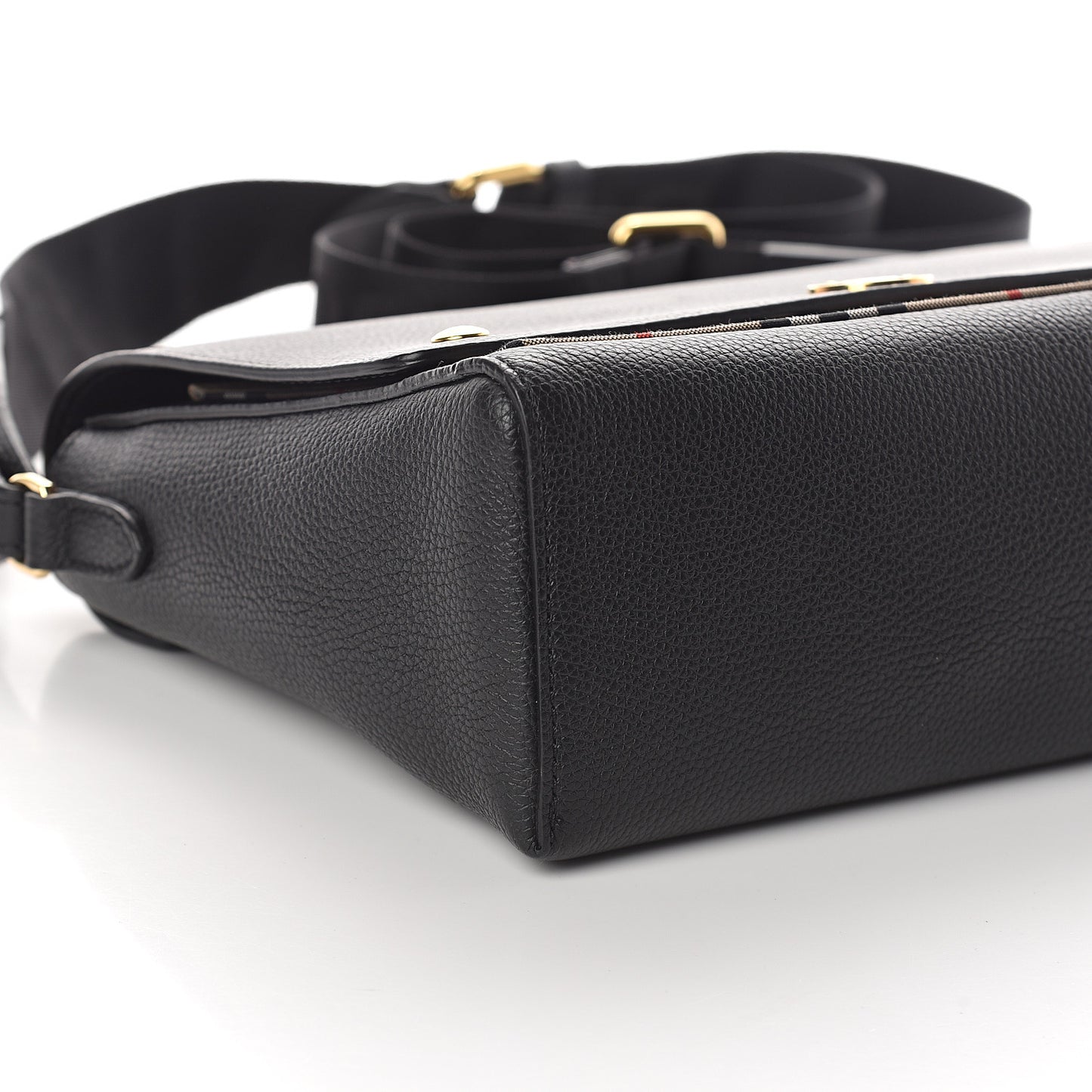 Grainy Calfskin Vintage Check Note Crossbody Bag Black