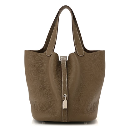 Hermes Taurillon Clemence Picotin Lock 22 MM Etoupe 1 of 11