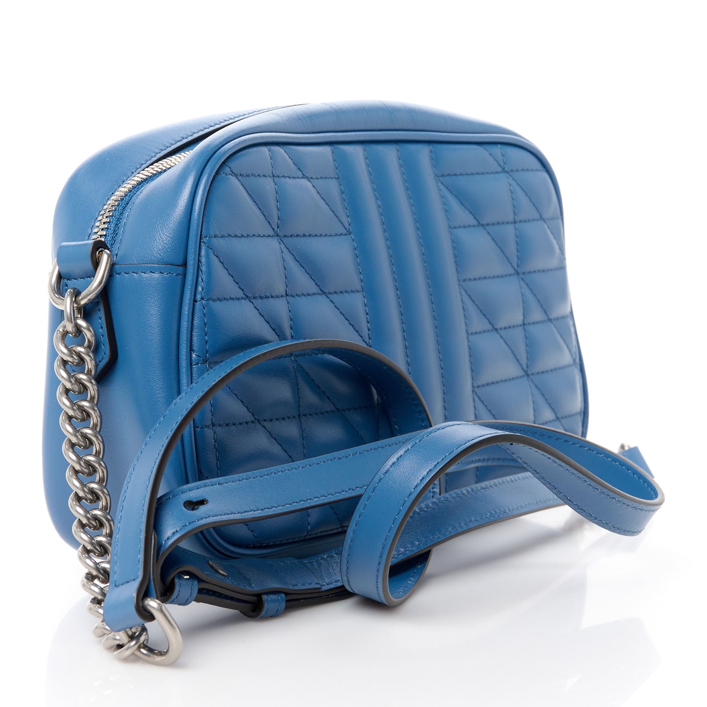 Calfskin Matelasse Aria Small GG Marmont Chain Shoulder Bag Clear Blue