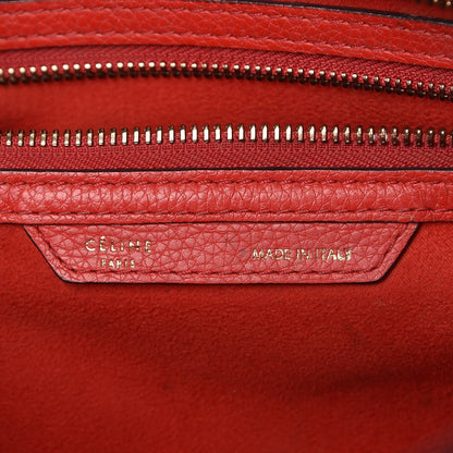 Celine Drummed Calfskin Mini Luggage Coquelicot 6 of 9