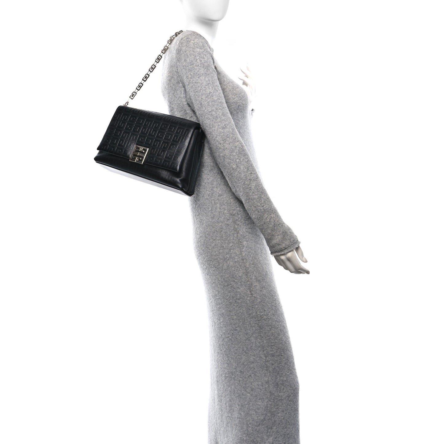 Soft Calfskin 4G Embossed Medium Shoulder Bag Black