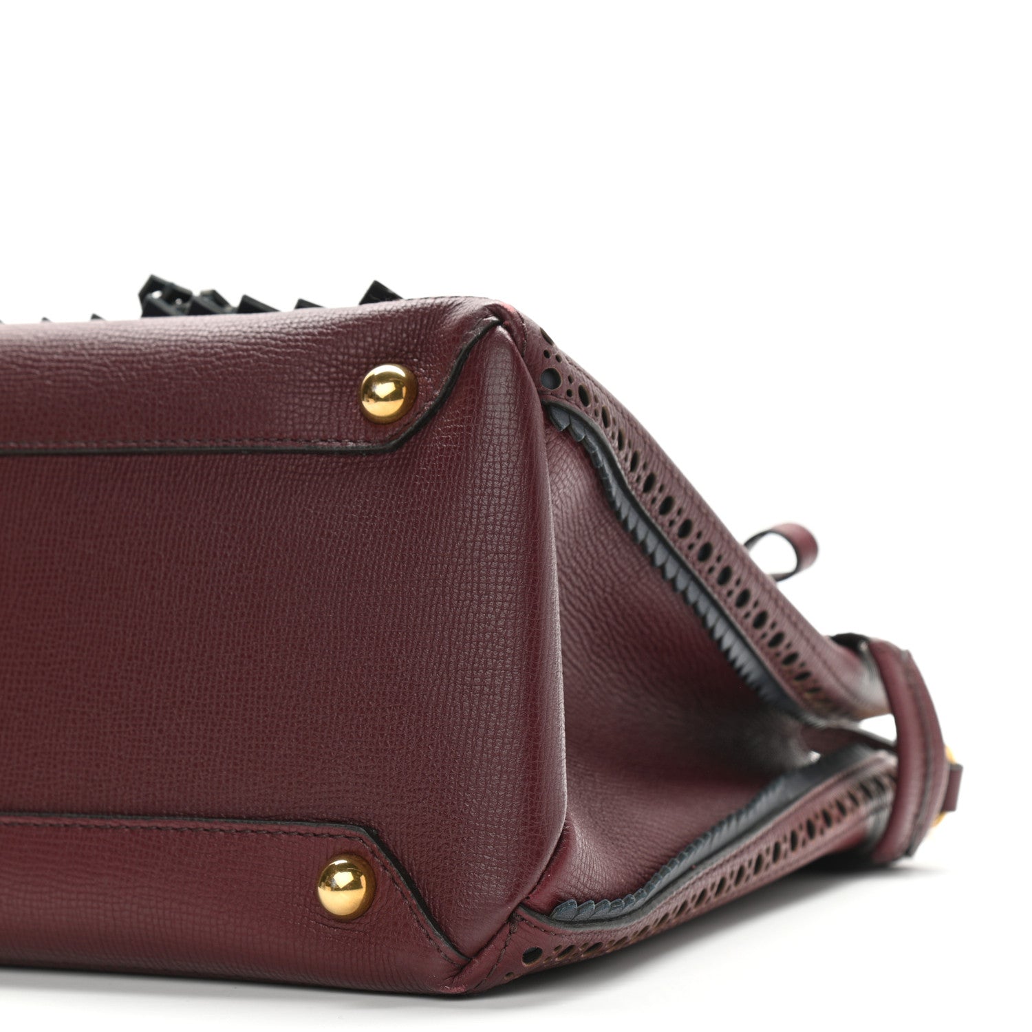 Burberry Grainy Calfskin Perforated Medium Broguing Tassel Banner Tote Mahogany Red 9 of 9