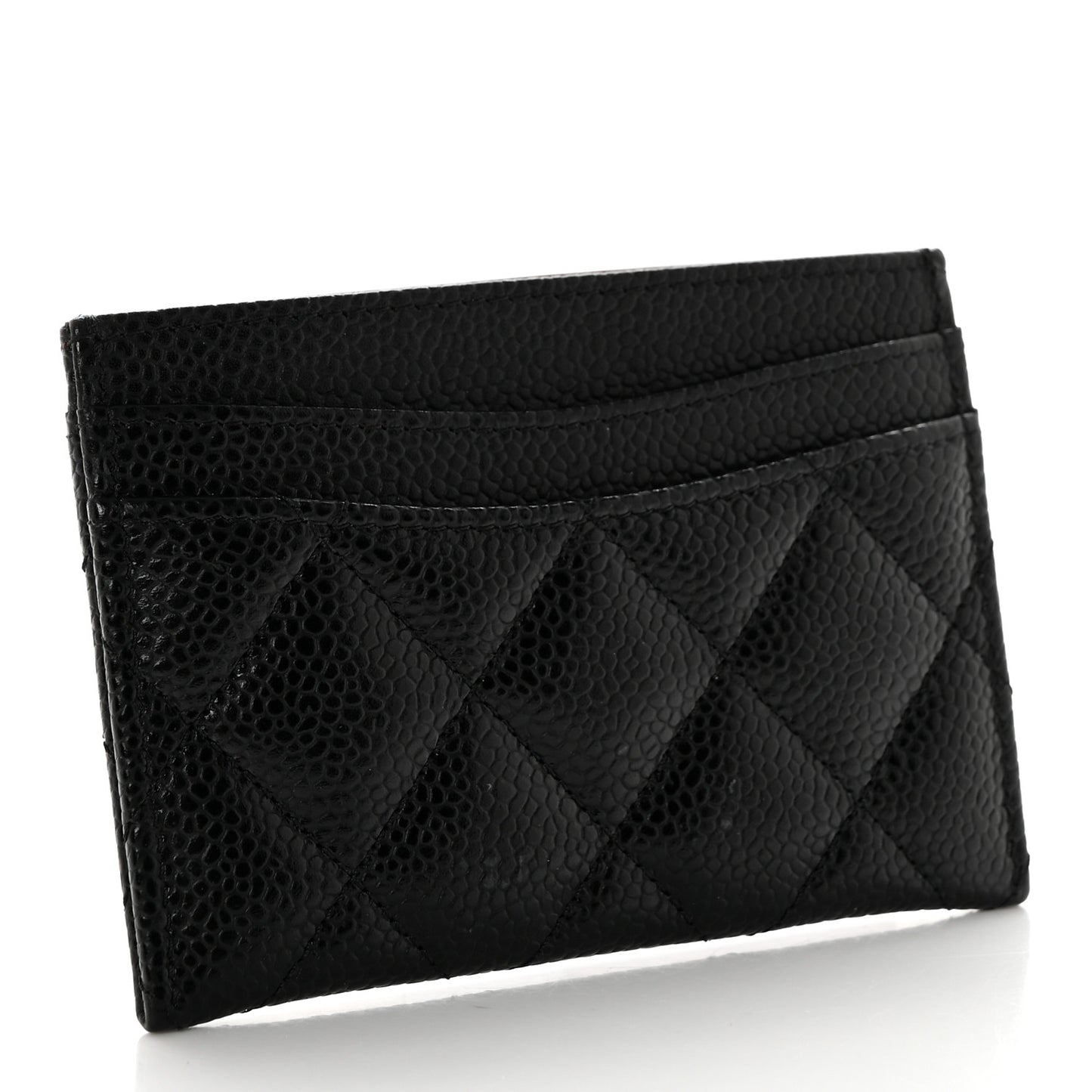 Caviar Quilted Card Holder Black