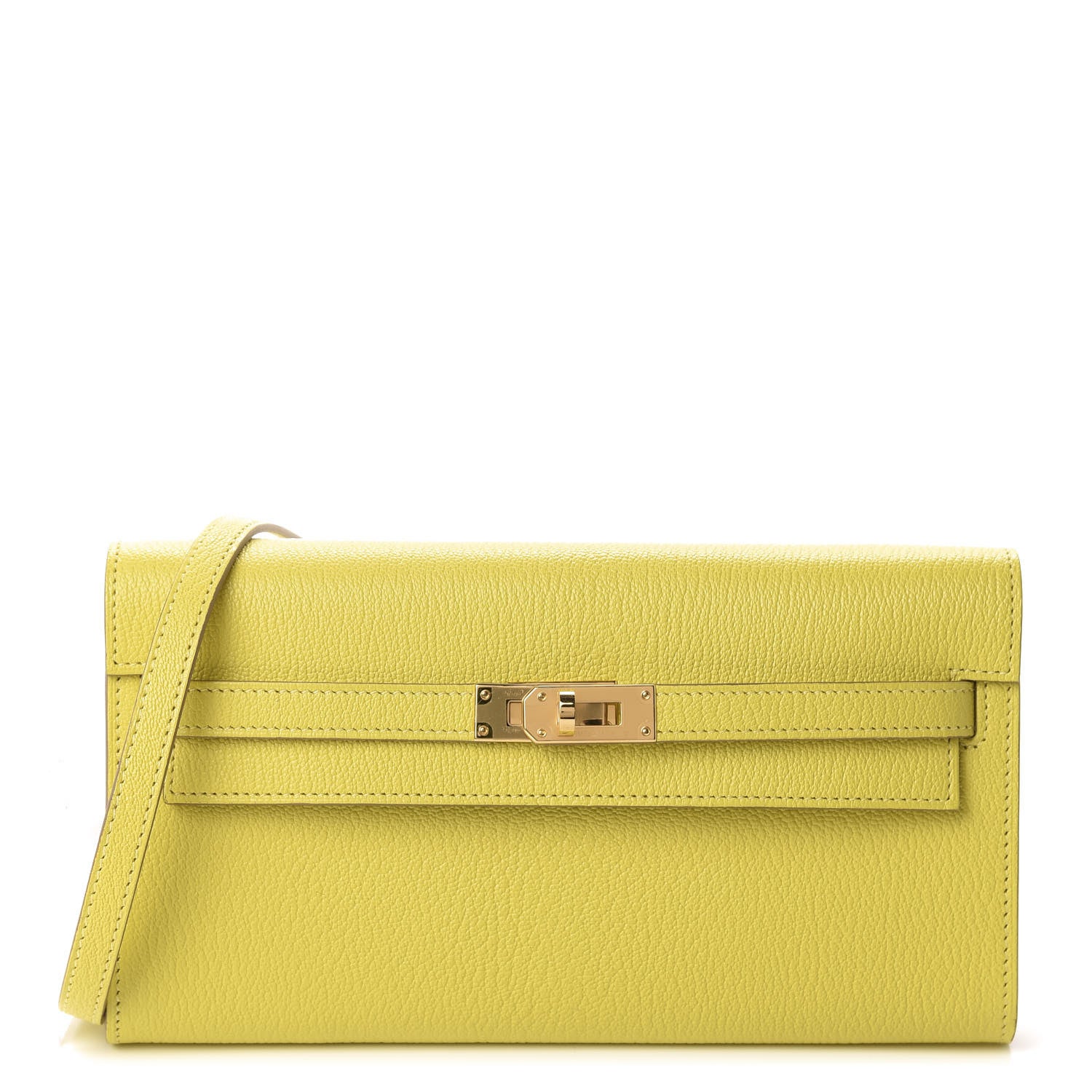 Hermes Chevre Mysore Kelly Wallet To Go Lime 1 of 10