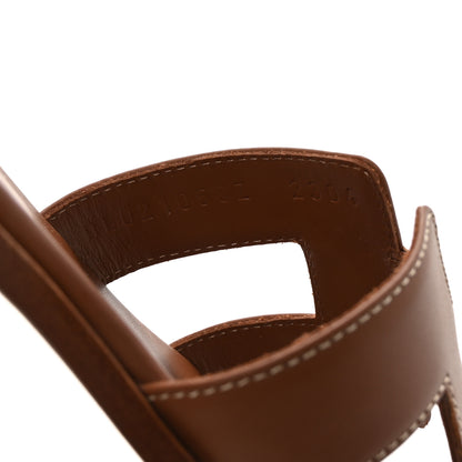 Hermes Box Calfskin Oran Sandals 37 Gold 9 of 9