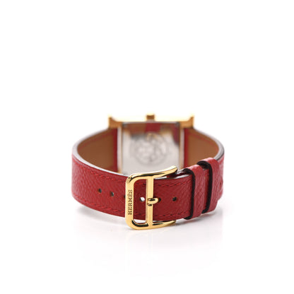 Hermes Stainless Steel Epsom 21mm Heure H Hour Quartz Watch Rouge 3 of 4