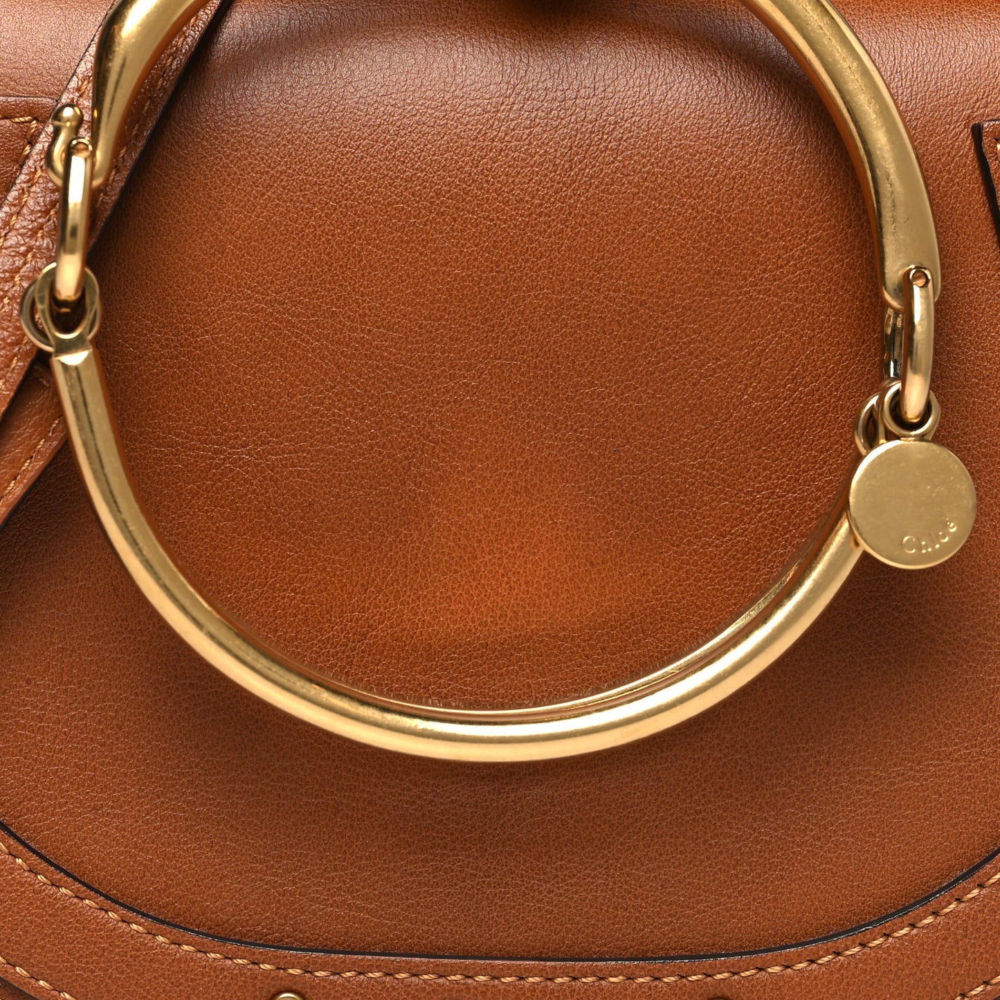 Calfskin Suede Small Nile Bracelet Bag Caramel