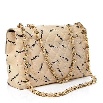 Chanel Canvas Quilted XL Jumbo Single Flap Beige 4 of 19