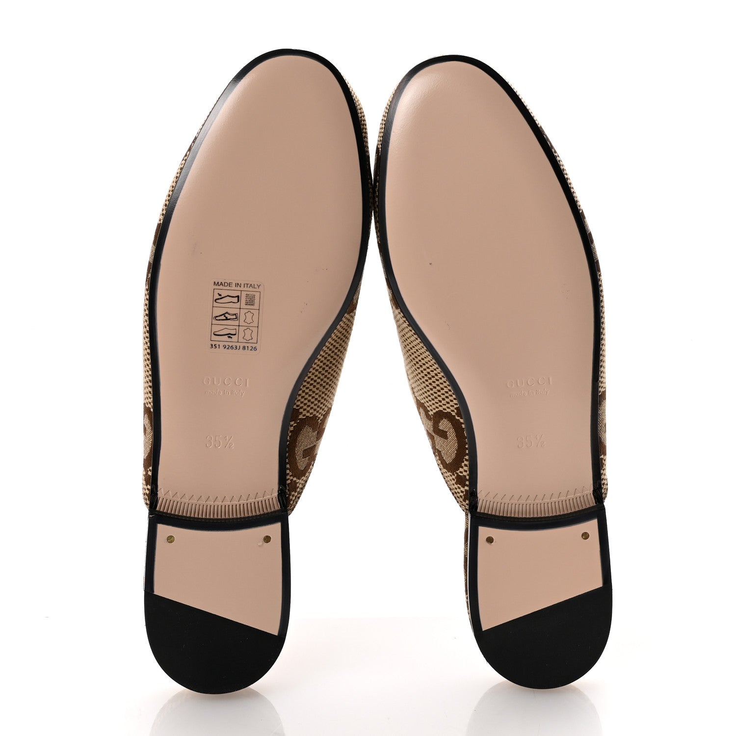 Gucci Monogram Jumbo GG Malaga Kid Womens Princetown Slippers 35.5 Camel Ebony New Acero Beige 6 of 10