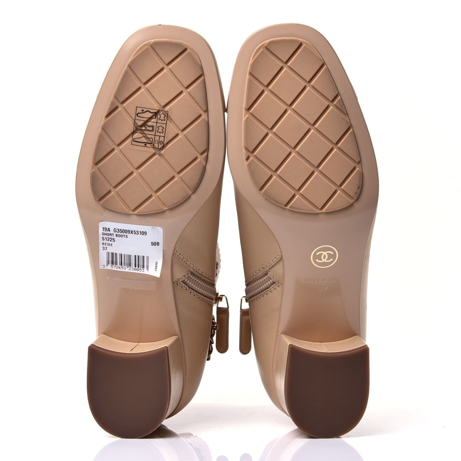 Chanel Calfskin Cap Toe Chain Short Boots 37 Beige 7 of 11