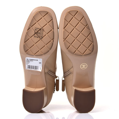 Chanel Calfskin Cap Toe Chain Short Boots 37 Beige 7 of 11