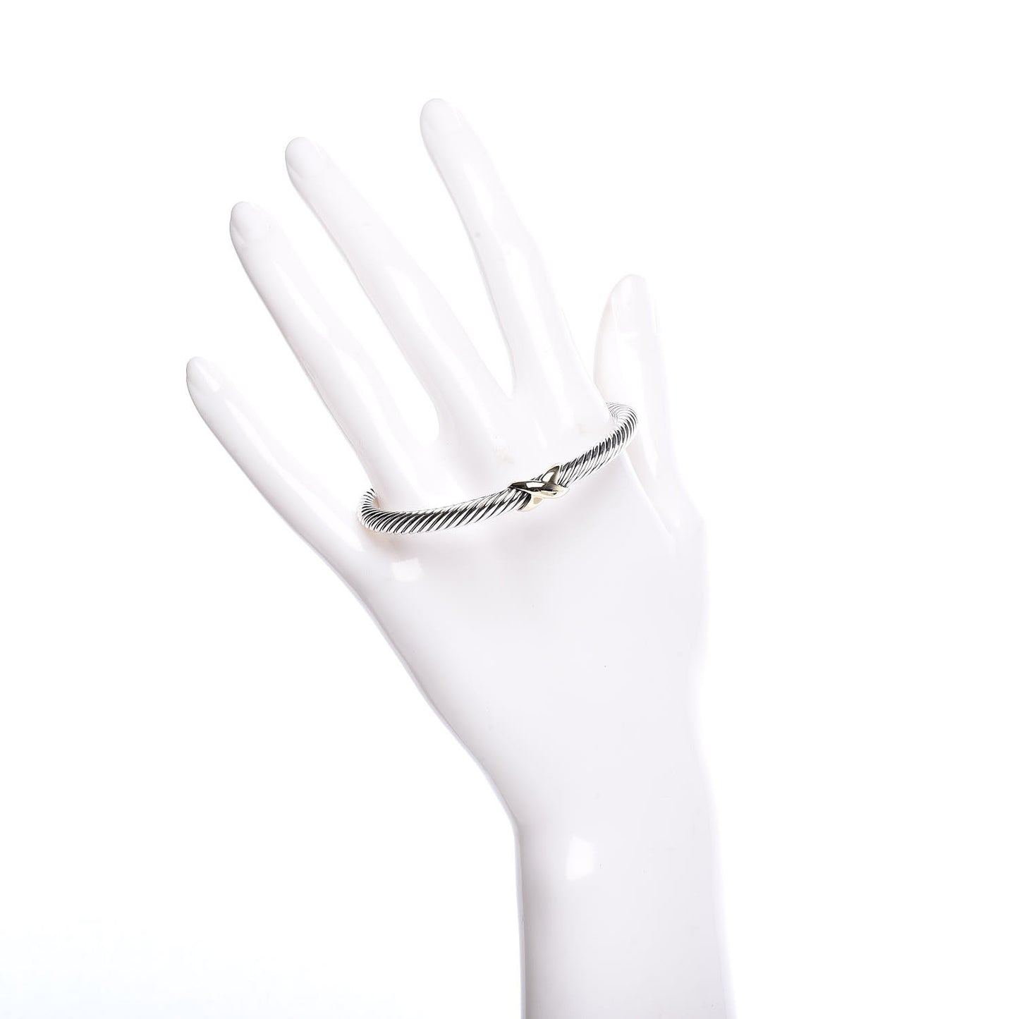Sterling Silver 14K Yellow Gold 5mm X Station Cable Bracelet