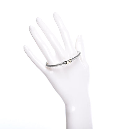 David Yurman Sterling Silver 14K Yellow Gold 5mm X Station Cable Bracelet 3 of 9