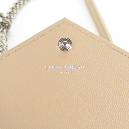 Saint Laurent Grain De Poudre Matelasse Chevron Monogram Envelope Chain Wallet Nude Powder 6 of 7