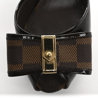 Louis Vuitton Damier Ebene Patent Valentine Mules 35 11 of 12