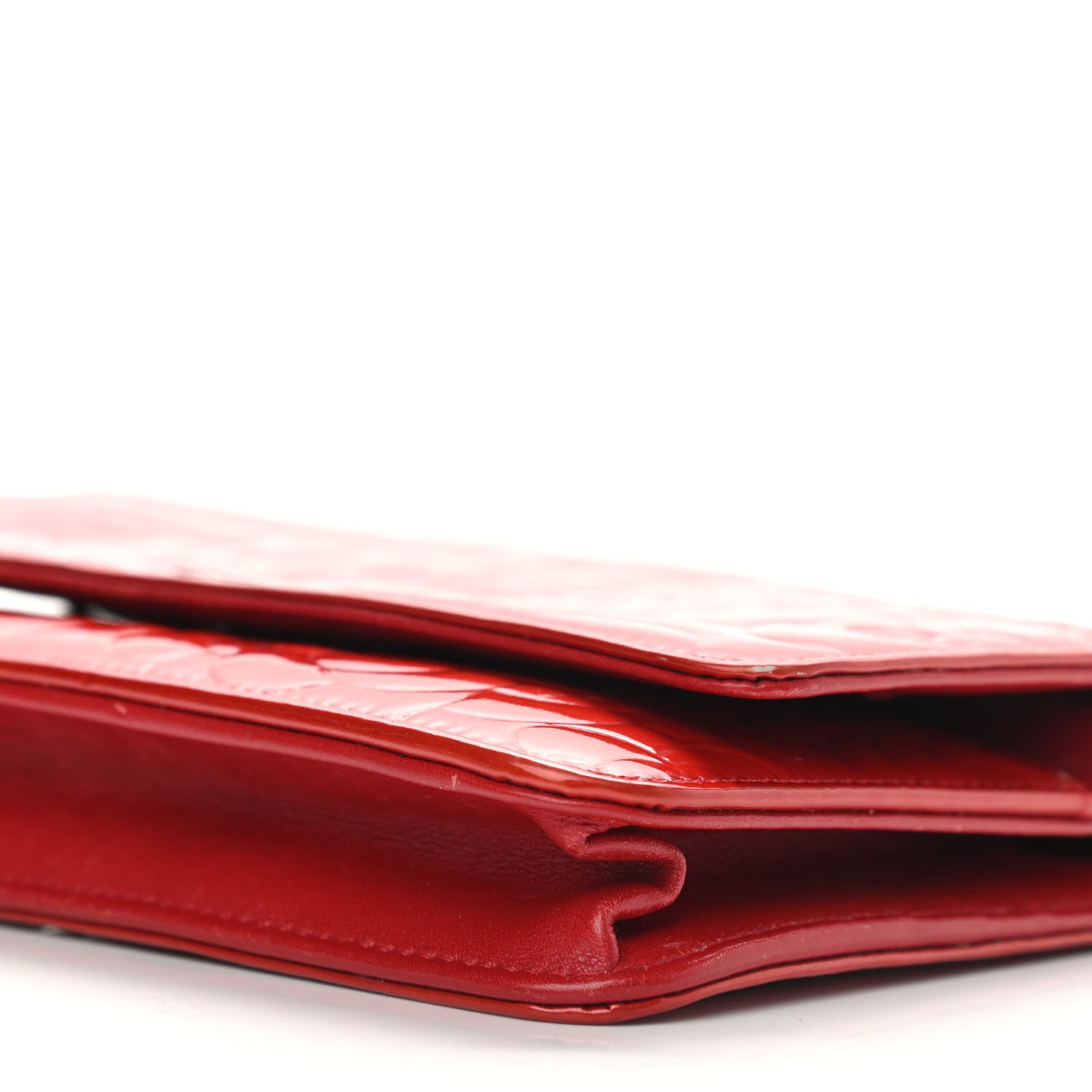 Chanel Patent Camellia Embossed Wallet On Chain WOC Red 9 of 15
